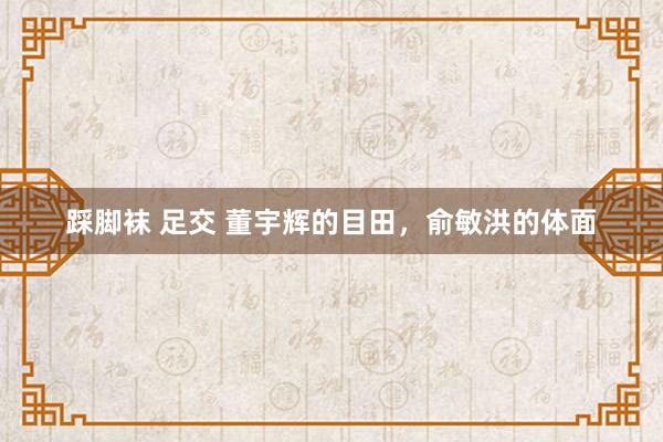 踩脚袜 足交 董宇辉的目田，俞敏洪的体面