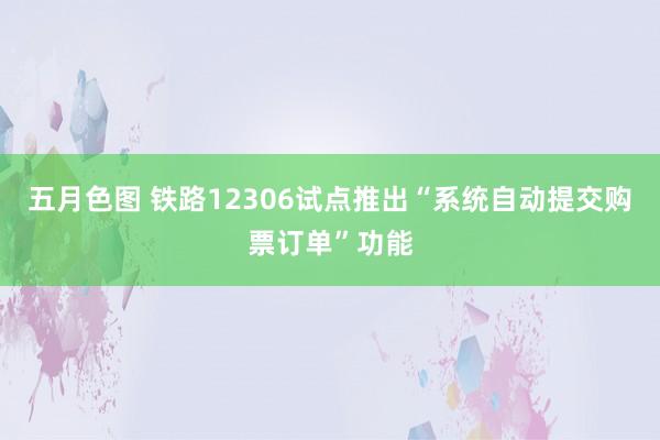五月色图 铁路12306试点推出“系统自动提交购票订单”功能