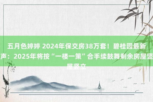 五月色婷婷 2024年保交房38万套！碧桂园最新发声：2025年将按“一楼一策”合手续鼓舞剩余房屋竖立