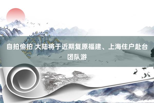 自拍偷拍 大陆将于近期复原福建、上海住户赴台团队游