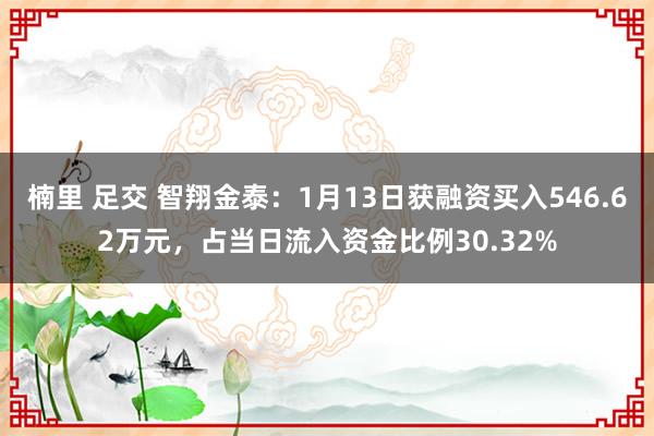楠里 足交 智翔金泰：1月13日获融资买入546.62万元，占当日流入资金比例30.32%