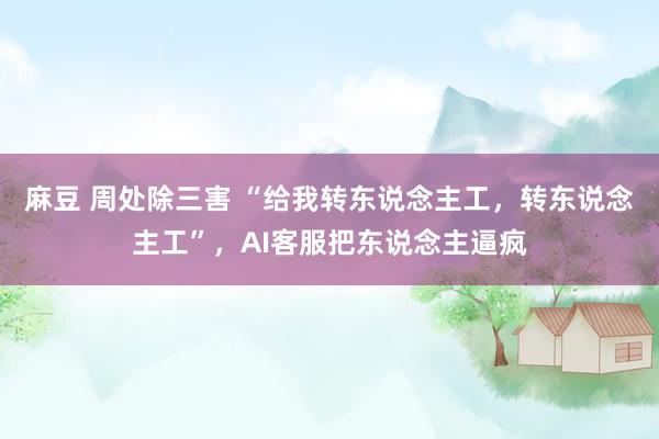 麻豆 周处除三害 “给我转东说念主工，转东说念主工”，AI客服把东说念主逼疯
