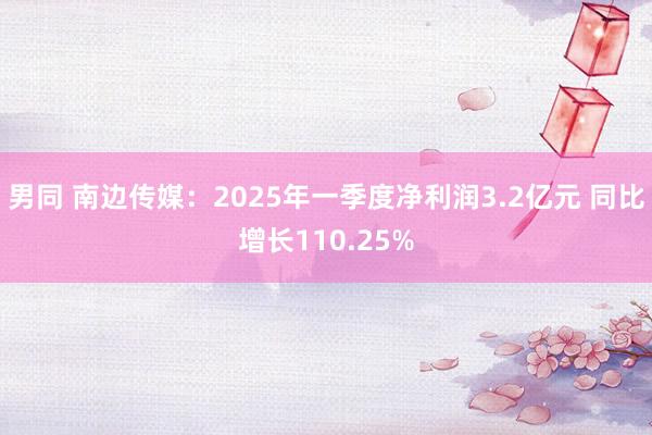 男同 南边传媒：2025年一季度净利润3.2亿元 同比增长110.25%
