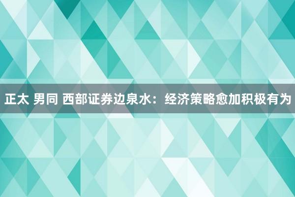正太 男同 西部证券边泉水：经济策略愈加积极有为